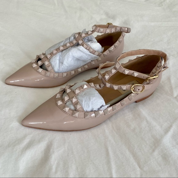 SOLD - Valentino Nude Patent Leather Rockstud Caged Ballet Flat - Picture 4 of 15